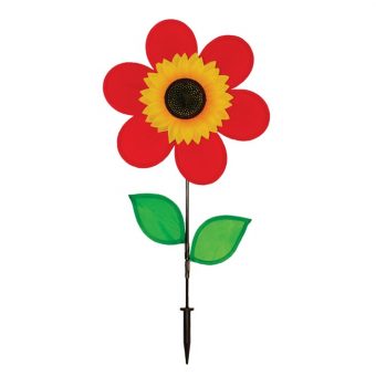 12 Inch Red Sunflower with Leaves