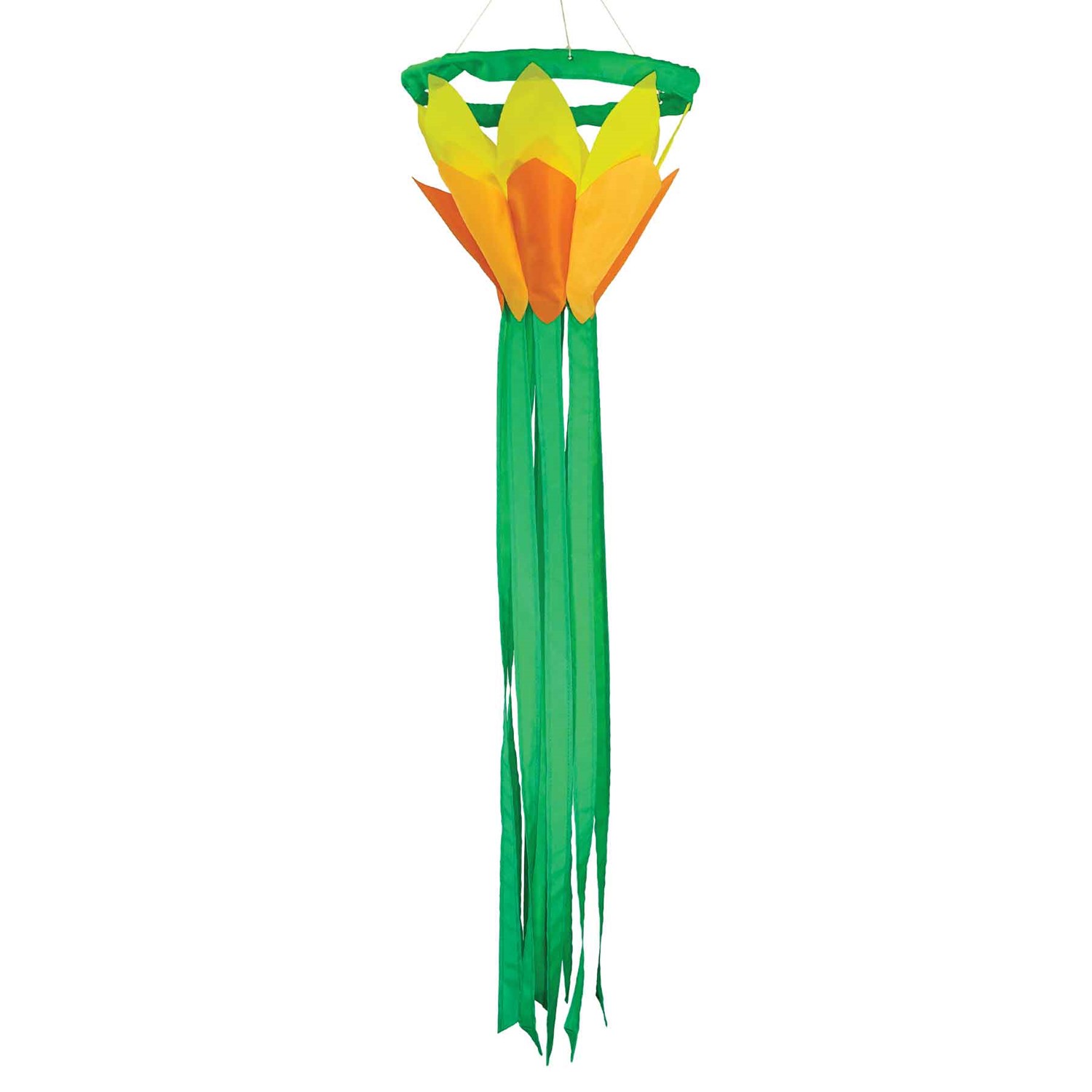 World of Windsocks - Yellow 38 Inch Lotus Flower Windsock